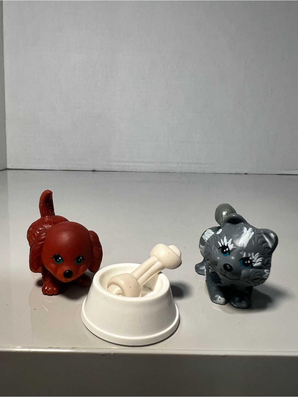 Vintage 1992 Kenner Littlest Pet Shop Frisky Pups Dog Lot w Bowl Bone